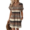 image:imageWIHOLL Summer Dresses for Women Casual Tshirt Dress Midi Dresses Fashion Beach Vacation ClothesBrown Stripe