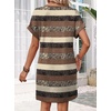 image:imageWIHOLL Summer Dresses for Women Casual Tshirt Dress Midi Dresses Fashion Beach Vacation ClothesBrown Stripe