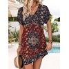 image:imageWIHOLL Summer Dresses for Women Casual Tshirt Dress Midi Dresses Fashion Beach Vacation ClothesCrimson Ethnic