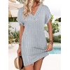 image:imageWIHOLL Summer Dresses for Women Casual Tshirt Dress Midi Dresses Fashion Beach Vacation ClothesGrey Blue Stripe
