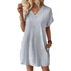image:imageWIHOLL Summer Dresses for Women Casual Tshirt Dress Midi Dresses Fashion Beach Vacation ClothesGrey Blue Stripe