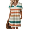 image:imageWIHOLL Summer Dresses for Women Casual Tshirt Dress Midi Dresses Fashion Beach Vacation ClothesOrange Stripe