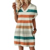 image:imageWIHOLL Summer Dresses for Women Casual Tshirt Dress Midi Dresses Fashion Beach Vacation ClothesOrange Stripe