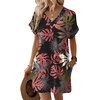 image:imageWIHOLL Summer Dresses for Women Casual Tshirt Dress Midi Dresses Fashion Beach Vacation ClothesPink Tropical Leaf