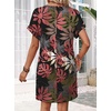 image:imageWIHOLL Summer Dresses for Women Casual Tshirt Dress Midi Dresses Fashion Beach Vacation ClothesPink Tropical Leaf