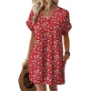 image:imageWIHOLL Summer Dresses for Women Casual Tshirt Dress Midi Dresses Fashion Beach Vacation ClothesRed White Floral