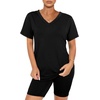 image:imageWIHOLL Two Piece Outfits for Women Short Sleeve V Neck Biker Shorts Set 20261black