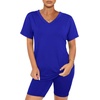 image:imageWIHOLL Two Piece Outfits for Women Short Sleeve V Neck Biker Shorts Set 20261blue