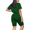 image:imageWIHOLL Two Piece Outfits for Women Short Sleeve V Neck Biker Shorts Set 20261green