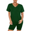 image:imageWIHOLL Two Piece Outfits for Women Short Sleeve V Neck Biker Shorts Set 20261green