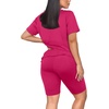 image:imageWIHOLL Two Piece Outfits for Women Short Sleeve V Neck Biker Shorts Set 20261rose Red