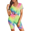 image:imageWIHOLL Two Piece Outfits for Women Short Sleeve V Neck Biker Shorts Set 20262pink