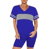 image:imageWIHOLL Two Piece Outfits for Women Short Sleeve V Neck Biker Shorts Set 20263blue