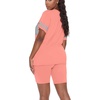 image:imageWIHOLL Two Piece Outfits for Women Short Sleeve V Neck Biker Shorts Set 20263coral Pink