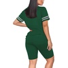 image:imageWIHOLL Two Piece Outfits for Women Short Sleeve V Neck Biker Shorts Set 20263dark Green