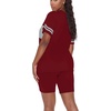 image:imageWIHOLL Two Piece Outfits for Women Short Sleeve V Neck Biker Shorts Set 20263wine Red