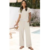 image:imageWIHOLL Two Piece Sets for Women Summer Spring Outfits Travel Cruise Resort Wear 2026 Beach Vacation Palazzo Pants SetBeige