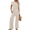 image:imageWIHOLL Two Piece Sets for Women Summer Spring Outfits Travel Cruise Resort Wear 2026 Beach Vacation Palazzo Pants SetBeige