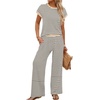 image:imageWIHOLL Two Piece Sets for Women Summer Spring Outfits Travel Cruise Resort Wear 2026 Beach Vacation Palazzo Pants SetBeige Black Stripe