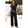 image:imageWIHOLL Two Piece Sets for Women Summer Spring Outfits Travel Cruise Resort Wear 2026 Beach Vacation Palazzo Pants SetBlack