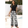 image:imageWIHOLL Two Piece Sets for Women Summer Spring Outfits Travel Cruise Resort Wear 2026 Beach Vacation Palazzo Pants SetBlack Flower