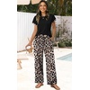image:imageWIHOLL Two Piece Sets for Women Summer Spring Outfits Travel Cruise Resort Wear 2026 Beach Vacation Palazzo Pants SetBlack Leopard Print