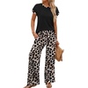 image:imageWIHOLL Two Piece Sets for Women Summer Spring Outfits Travel Cruise Resort Wear 2026 Beach Vacation Palazzo Pants SetBlack Leopard Print