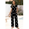 image:imageWIHOLL Two Piece Sets for Women Summer Spring Outfits Travel Cruise Resort Wear 2026 Beach Vacation Palazzo Pants SetBlack and White Polka Dot
