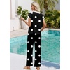 image:imageWIHOLL Two Piece Sets for Women Summer Spring Outfits Travel Cruise Resort Wear 2026 Beach Vacation Palazzo Pants SetBlack and White Polka Dot