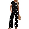 image:imageWIHOLL Two Piece Sets for Women Summer Spring Outfits Travel Cruise Resort Wear 2026 Beach Vacation Palazzo Pants SetBlack and White Polka Dot