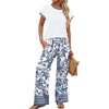 image:imageWIHOLL Two Piece Sets for Women Summer Spring Outfits Travel Cruise Resort Wear 2026 Beach Vacation Palazzo Pants SetBoho Blue