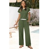 image:imageWIHOLL Two Piece Sets for Women Summer Spring Outfits Travel Cruise Resort Wear 2026 Beach Vacation Palazzo Pants SetGreen
