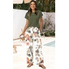 image:imageWIHOLL Two Piece Sets for Women Summer Spring Outfits Travel Cruise Resort Wear 2026 Beach Vacation Palazzo Pants SetGreen Pattern