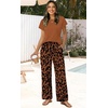 image:imageWIHOLL Two Piece Sets for Women Summer Spring Outfits Travel Cruise Resort Wear 2026 Beach Vacation Palazzo Pants SetIkat Leopard Print