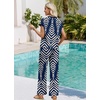 image:imageWIHOLL Two Piece Sets for Women Summer Spring Outfits Travel Cruise Resort Wear 2026 Beach Vacation Palazzo Pants SetNavy Print
