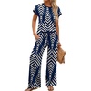 image:imageWIHOLL Two Piece Sets for Women Summer Spring Outfits Travel Cruise Resort Wear 2026 Beach Vacation Palazzo Pants SetNavy Print