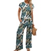 image:imageWIHOLL Two Piece Sets for Women Summer Spring Outfits Travel Cruise Resort Wear 2026 Beach Vacation Palazzo Pants SetTropical Leaf Pattern
