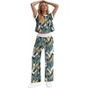image:imageWIHOLL Two Piece Sets for Women Summer Spring Outfits Travel Cruise Resort Wear 2026 Beach Vacation Palazzo Pants SetTropical Leaf Pattern
