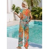 image:imageWIHOLL Two Piece Sets for Women Summer Spring Outfits Travel Cruise Resort Wear 2026 Beach Vacation Palazzo Pants SetTropical Palm Leaf Print