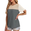 image:imageWIHOLL Womens Fashion 2026 Color Block Shirts Short Sleeve Knitted Summer Fall Tops Casual TrendyBeige Gray