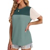 image:imageWIHOLL Womens Fashion 2026 Color Block Shirts Short Sleeve Knitted Summer Fall Tops Casual TrendyBeige Green