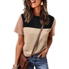image:imageWIHOLL Womens Fashion 2026 Color Block Shirts Short Sleeve Knitted Summer Fall Tops Casual TrendyBlack