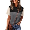 image:imageWIHOLL Womens Fashion 2026 Color Block Shirts Short Sleeve Knitted Summer Fall Tops Casual TrendyGray Black