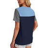image:imageWIHOLL Womens Fashion 2026 Color Block Shirts Short Sleeve Knitted Summer Fall Tops Casual TrendyGray Blue