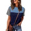 image:imageWIHOLL Womens Fashion 2026 Color Block Shirts Short Sleeve Knitted Summer Fall Tops Casual TrendyGray Blue
