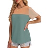 image:imageWIHOLL Womens Fashion 2026 Color Block Shirts Short Sleeve Knitted Summer Fall Tops Casual TrendyGreen Orange