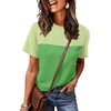 image:imageWIHOLL Womens Fashion 2026 Color Block Shirts Short Sleeve Knitted Summer Fall Tops Casual TrendyGreen3
