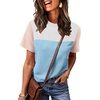 image:imageWIHOLL Womens Fashion 2026 Color Block Shirts Short Sleeve Knitted Summer Fall Tops Casual TrendyLight Blue