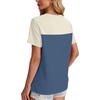 image:imageWIHOLL Womens Fashion 2026 Color Block Shirts Short Sleeve Knitted Summer Fall Tops Casual TrendyNavy Blue Beige