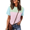 image:imageWIHOLL Womens Fashion 2026 Color Block Shirts Short Sleeve Knitted Summer Fall Tops Casual TrendyPink Blue